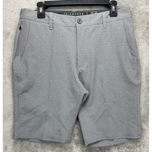 7 Diamonds Mens Stadium Performance Shorts 31 (Real 33) Gray Golf Quick Dry - Picture 1 of 10